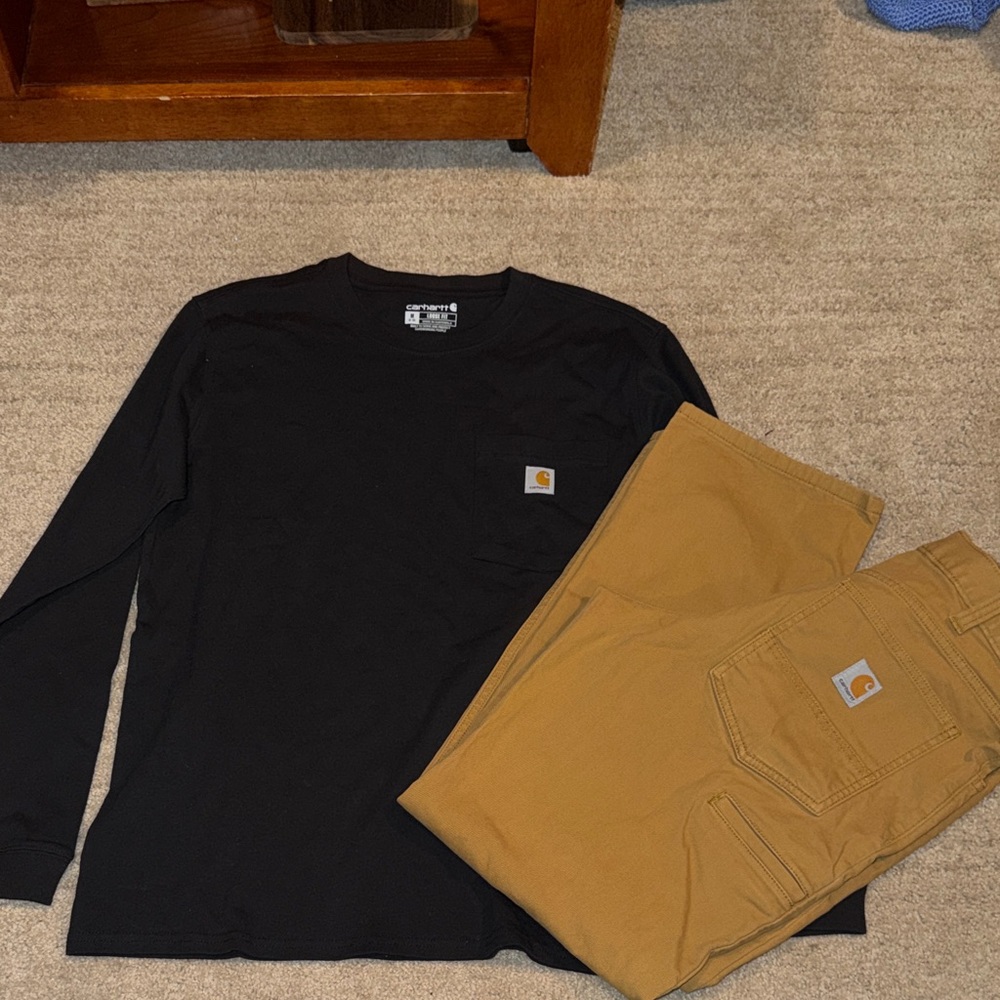 Carhartt Black Shirt and Brown Pants Set